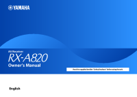 Yamaha RXA-820 - Owners Manual